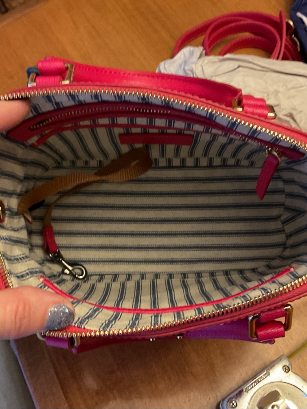 Dooney & Bourke Hot Pink Saffiano Leather Small Domed Satchel NWT - Picture 10 of 15